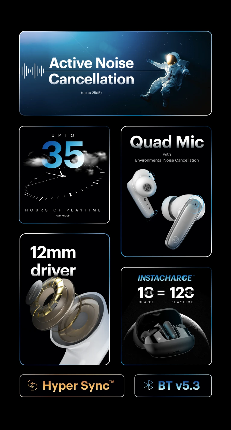 Noise Buds X Wireless Earbuds with Active Noise Cancellation Quad Mic Buy Now