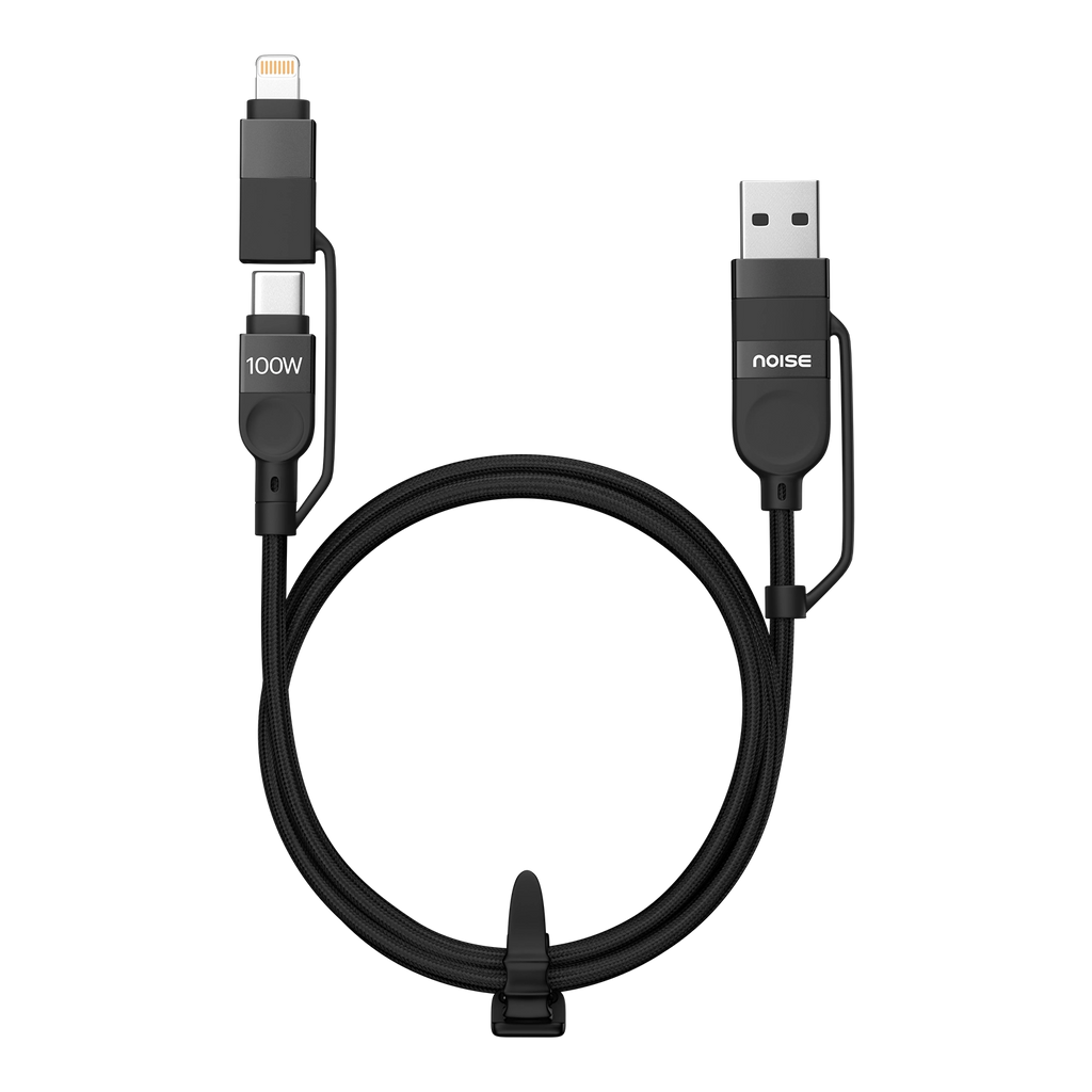 Noise 100W 4 in 1 Braided Non-Magnetic Cable - Deal - Black
