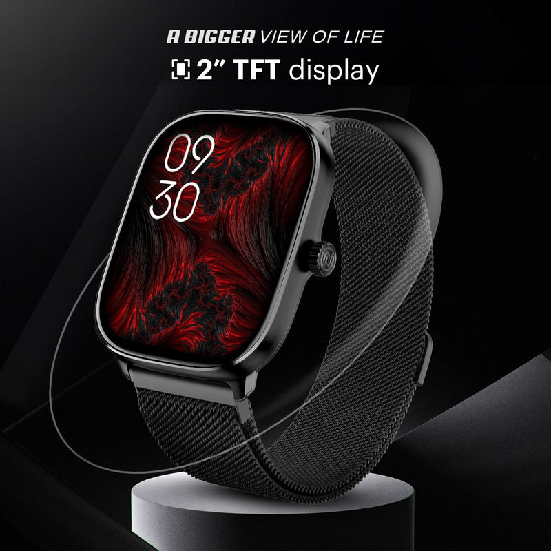 Noise New Macro Smart Watch with 2.0” HD Display,Metallic Finish BT Calling, Functional Crown, 7 Days Battery Life, Sleep Tracking, 200+ Watch Faces