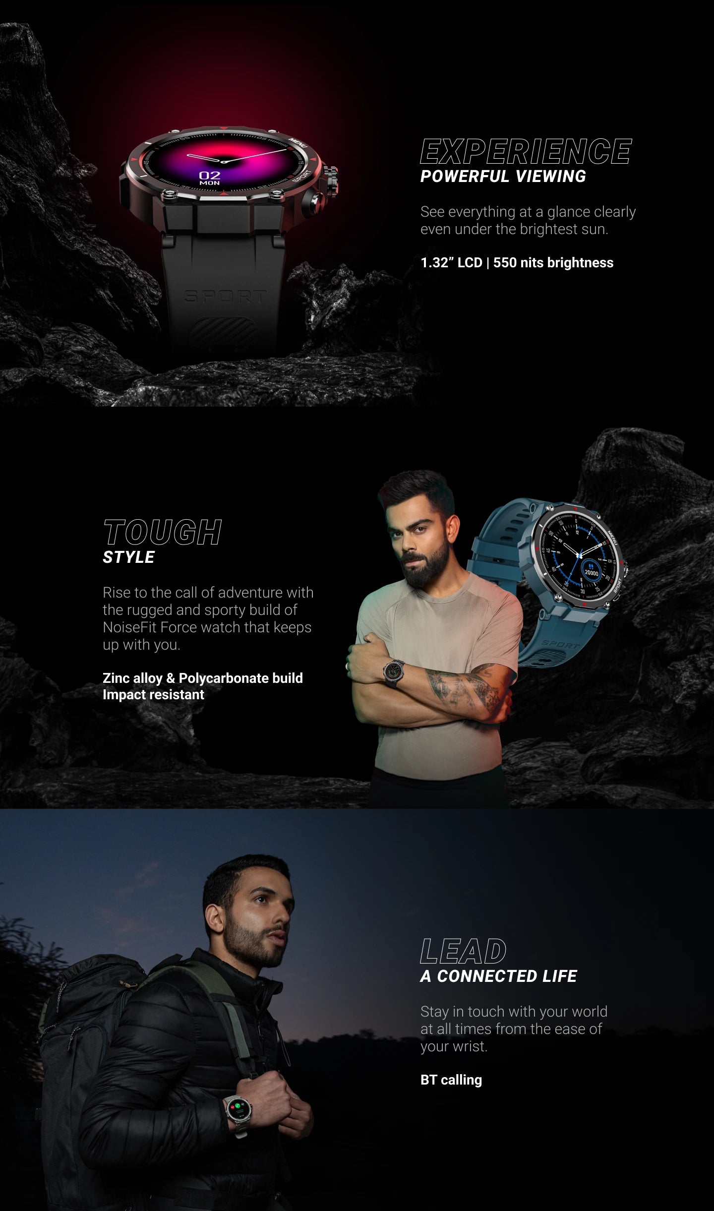 Noise Force Rugged & Sporty Bluetooth Calling Smart Watch