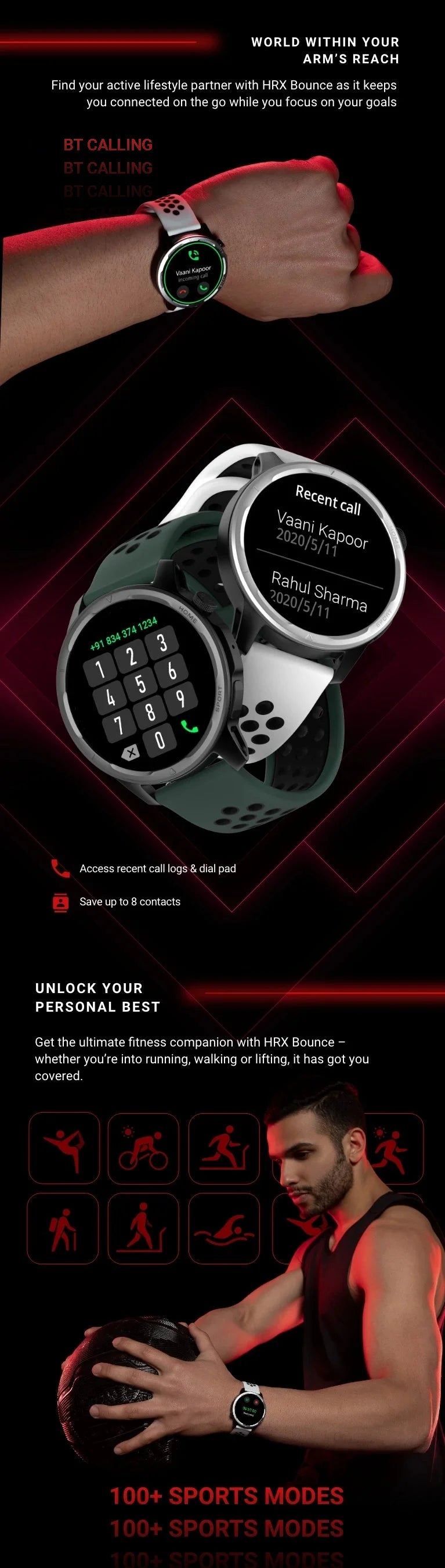 Noise HRX Bounce by Hrithik Roshan Smartwatch Sports Edition with Round Dial 3.5cm TFT Display