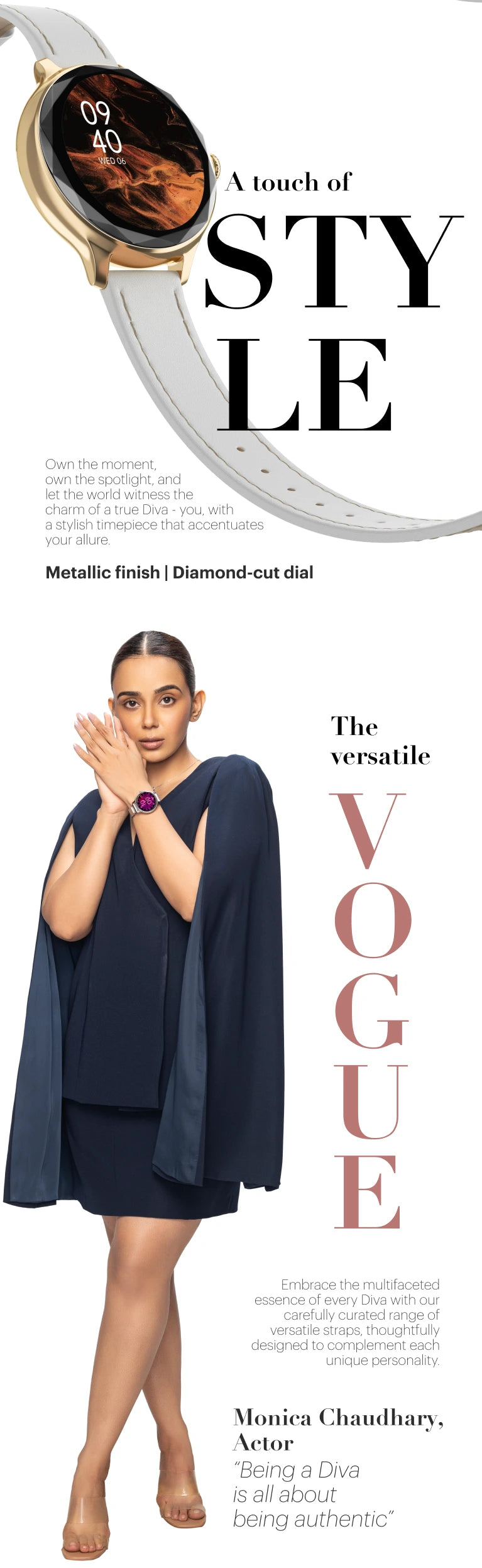 NoiseFit Diva Smartwatch Diamond Cut Dial AMOLED Display