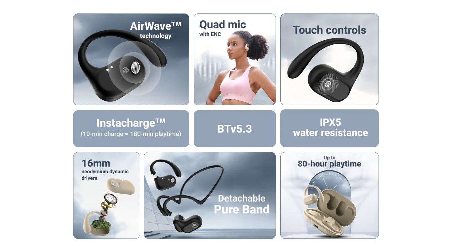 noise pure pods open ear headphones
