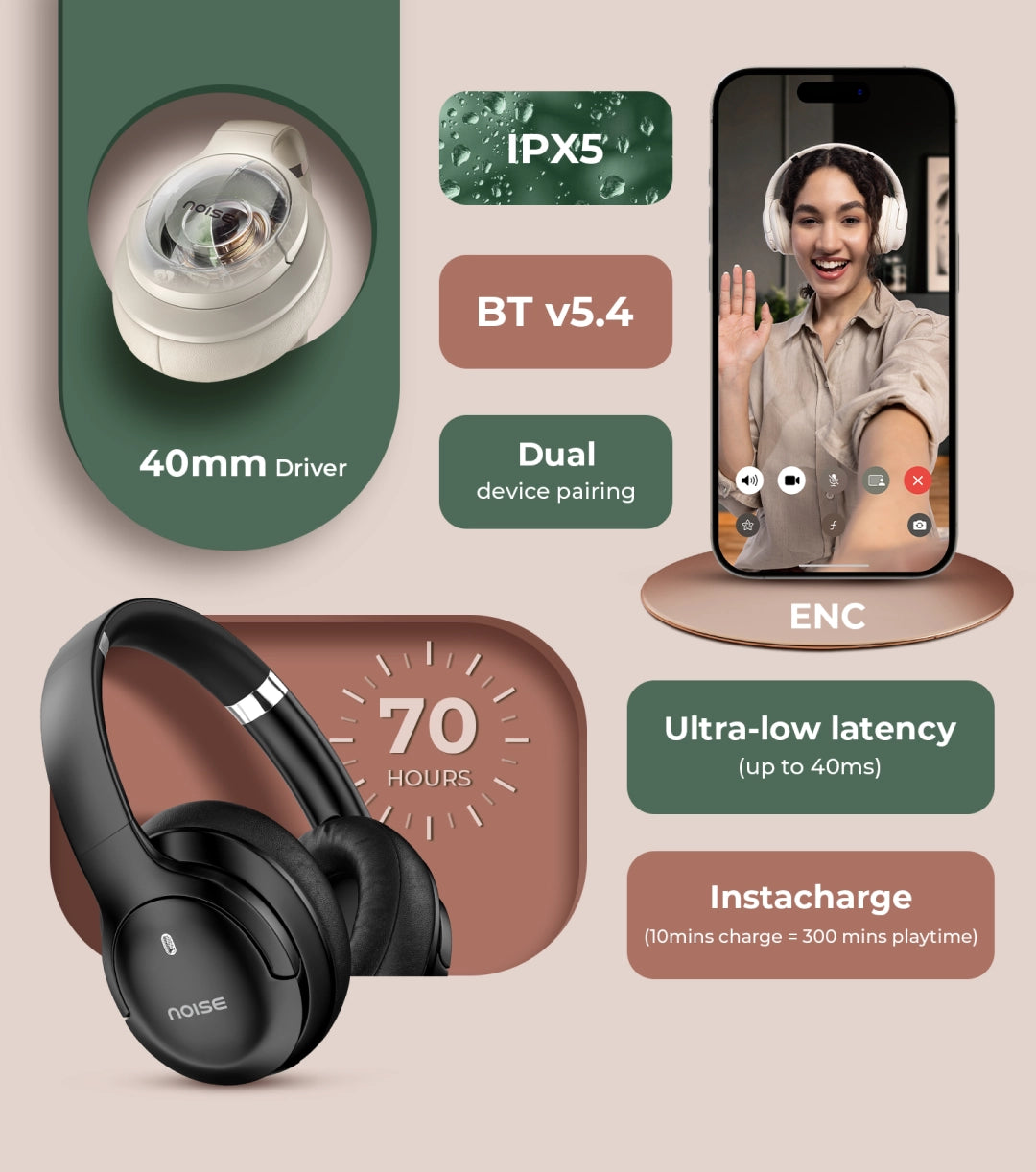 Noise 4 Wireless Headphone Up to 70 Hours of Playtime New Launch SHOP NOW
