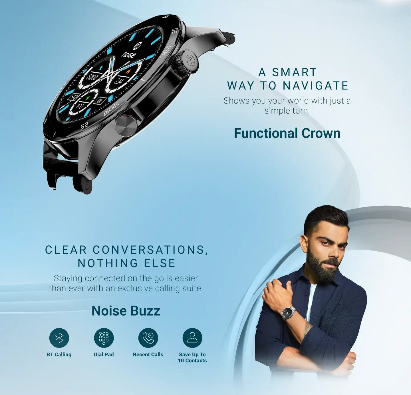 Noise Mettalix 1.4″ HD Display with Metallic Straps Smart Watch