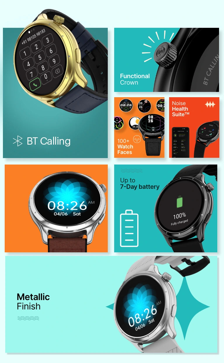 NoiseFit Crew Pro Smartwatch Metal Build Functional Crown Buy Now