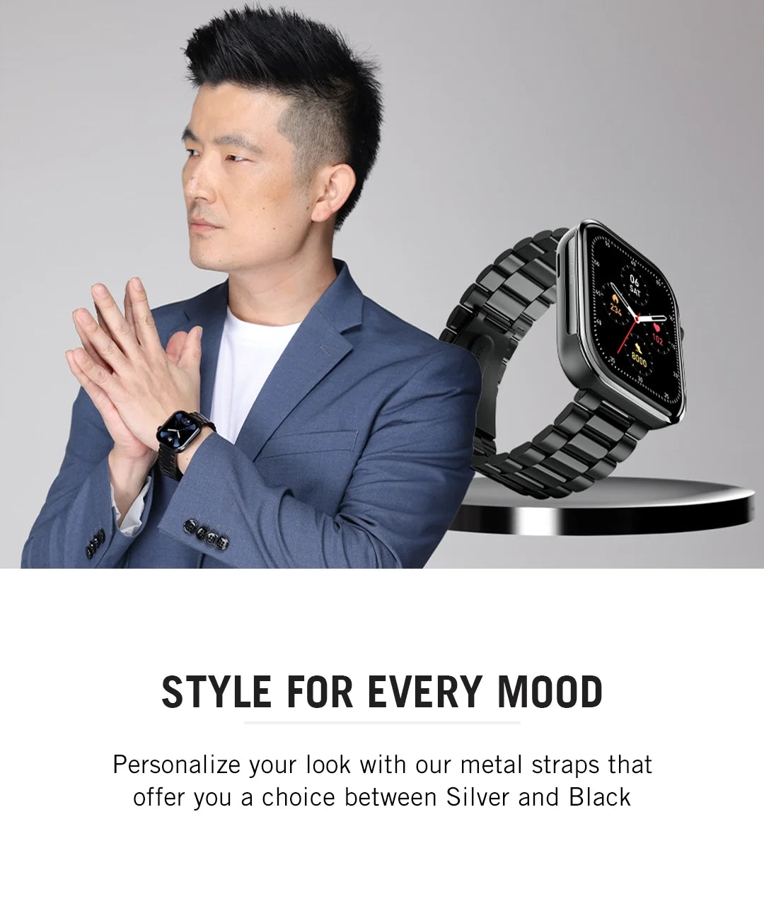 Smartwatch with metal belt hotsell